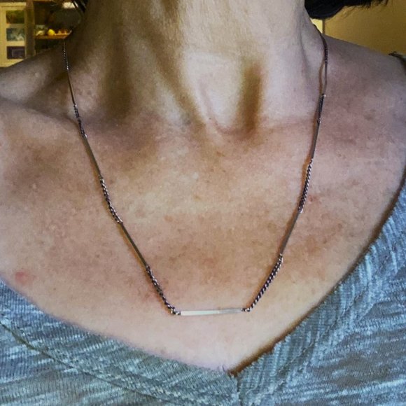 Lovely necklace of silver bars and chain - Picture 2 of 4